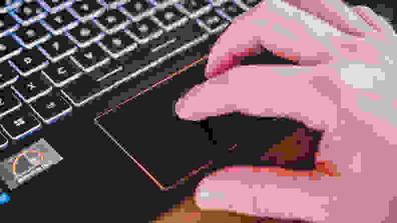Person uses the trackpad