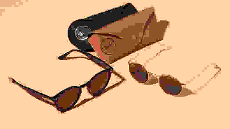 sunglasses on orange background
