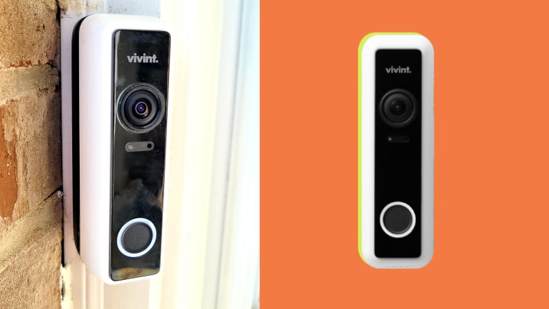 One of the Vivint door cameras next to a shot of the product.