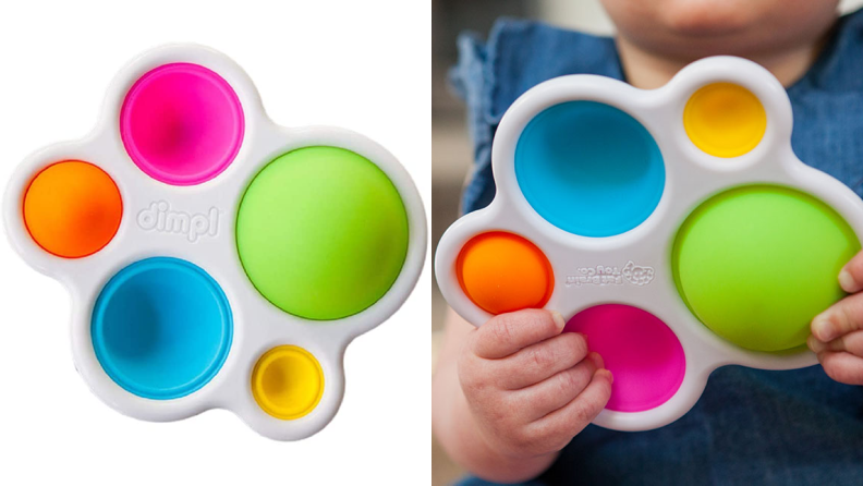 Dimpl keeps fidgeting kids occupied with its pushable silicone buttons.