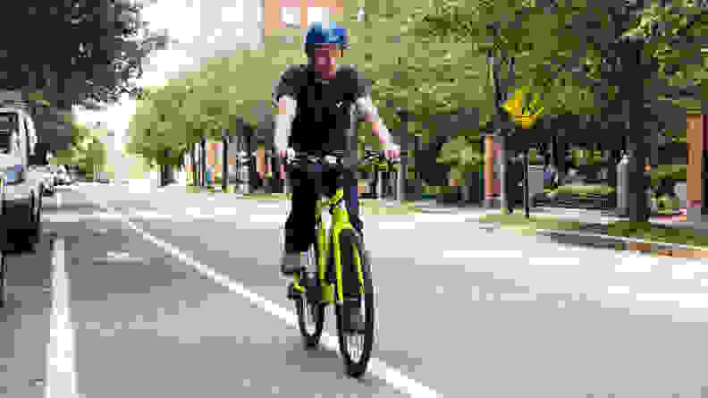 Man riding Aventon e-bike