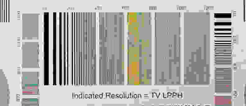 A 100% crop of a video resolution chart shot by the Fujifilm X30.