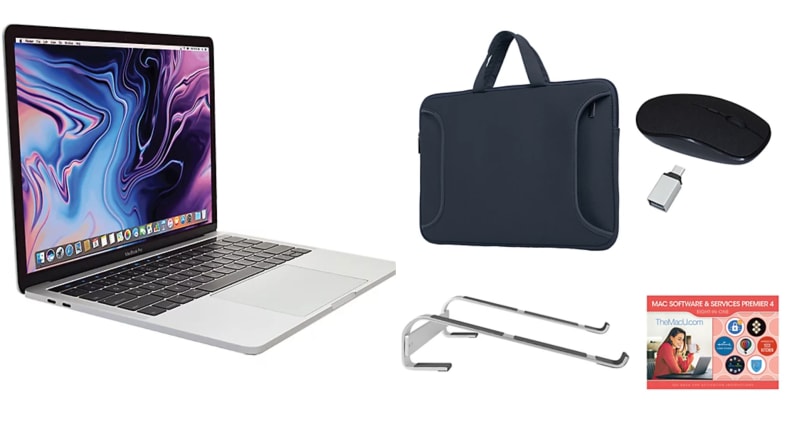 Laptop and accessories on white background