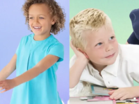Children wearing clothing without tags or seams