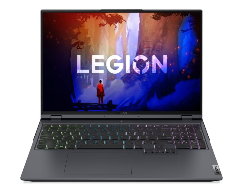 Front facing view of an open laptop