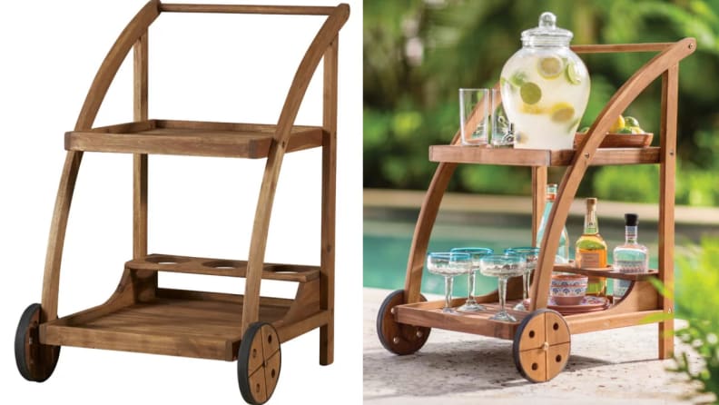 You can wheel this bar cart around to serve your guests.