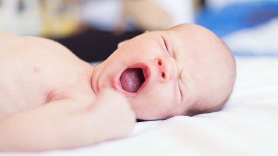 Baby taking a big yawn