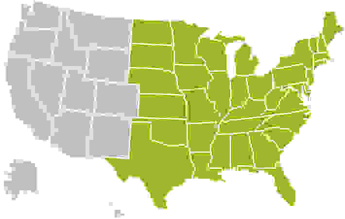 A map of the U.S. depicting HelloFresh's current delivery areas.