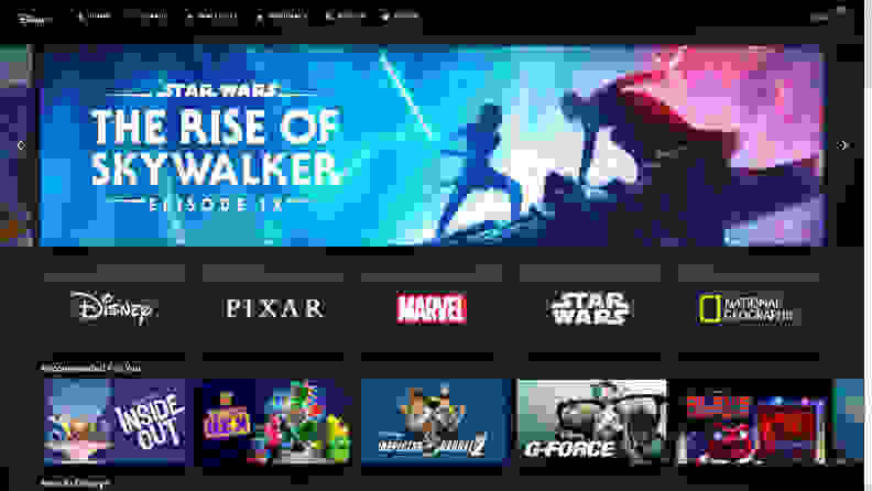 Disney+ home page