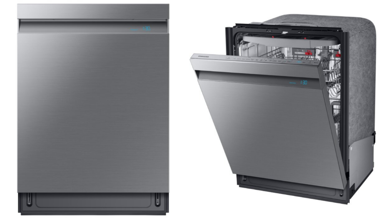 Two images of Samsung dishwasher.