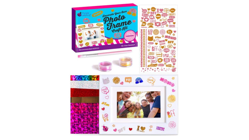 Children's crafting set with stickers and glitter.