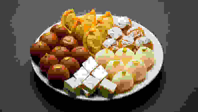 plate of indian sweets