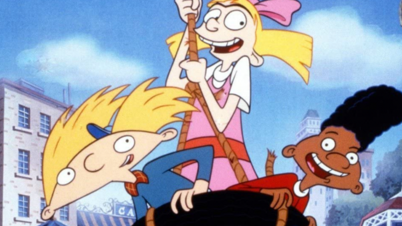 The title card from Hey Arnold! featuring the central three characters.
