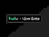 Hulu x Uber在深色背景上吃徽标