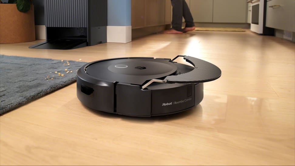 The iRobot Roomba Combo Max 10 retracting its mop