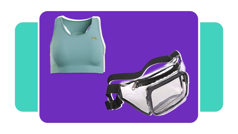 A sports bra, a transparent fanny pack.
