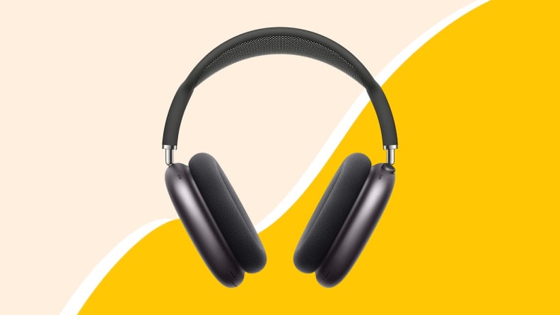 Headphones on yellow background