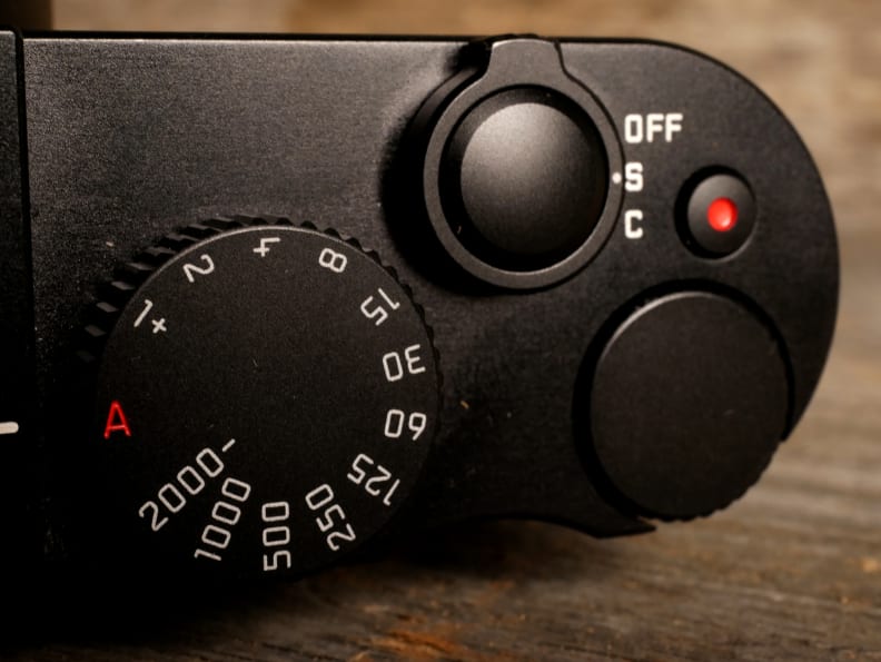 A photo of the Leica Q's top controls.
