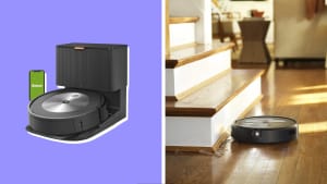 The iRobot Roomba j7+'s dock in a living room