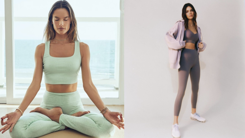 Alessandra Ambrosio and Kendall Jenner in Alo Yoga leggings