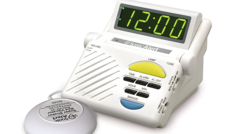 Sonic Alert Boom Alarm Clock with Bed Shaker ona  white background