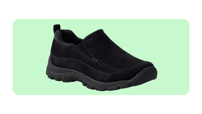 Black slip on moccasins for kids