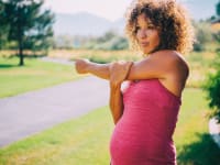 pregnant woman stretching