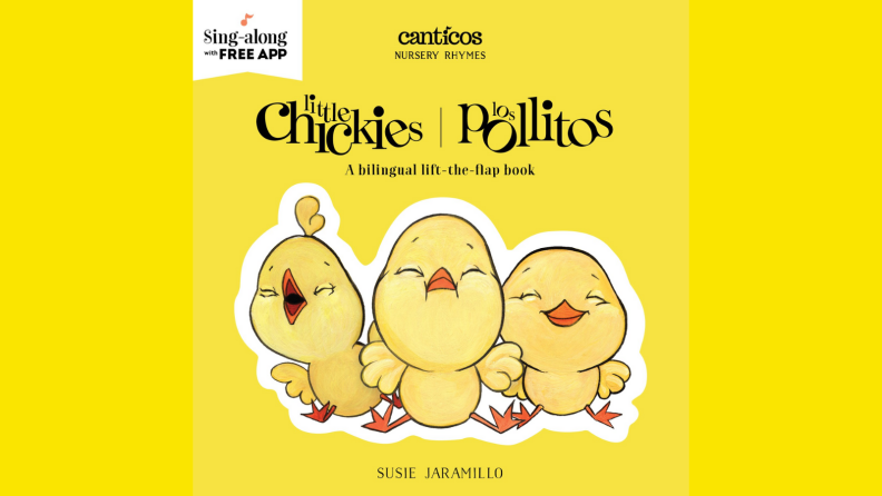 A yellow bookcover featuring three chicks