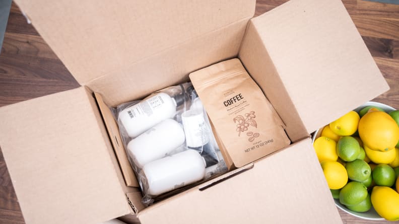 The Public Goods items packaged in the box.