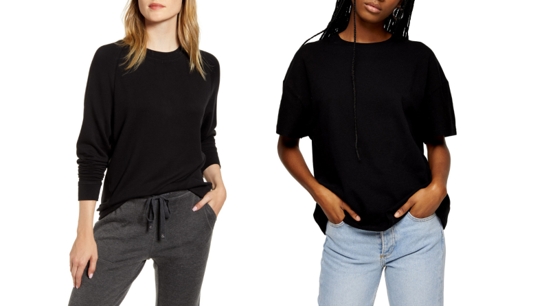 Two women, one in a dark sweatshirt and the other in a dark t-shirt.