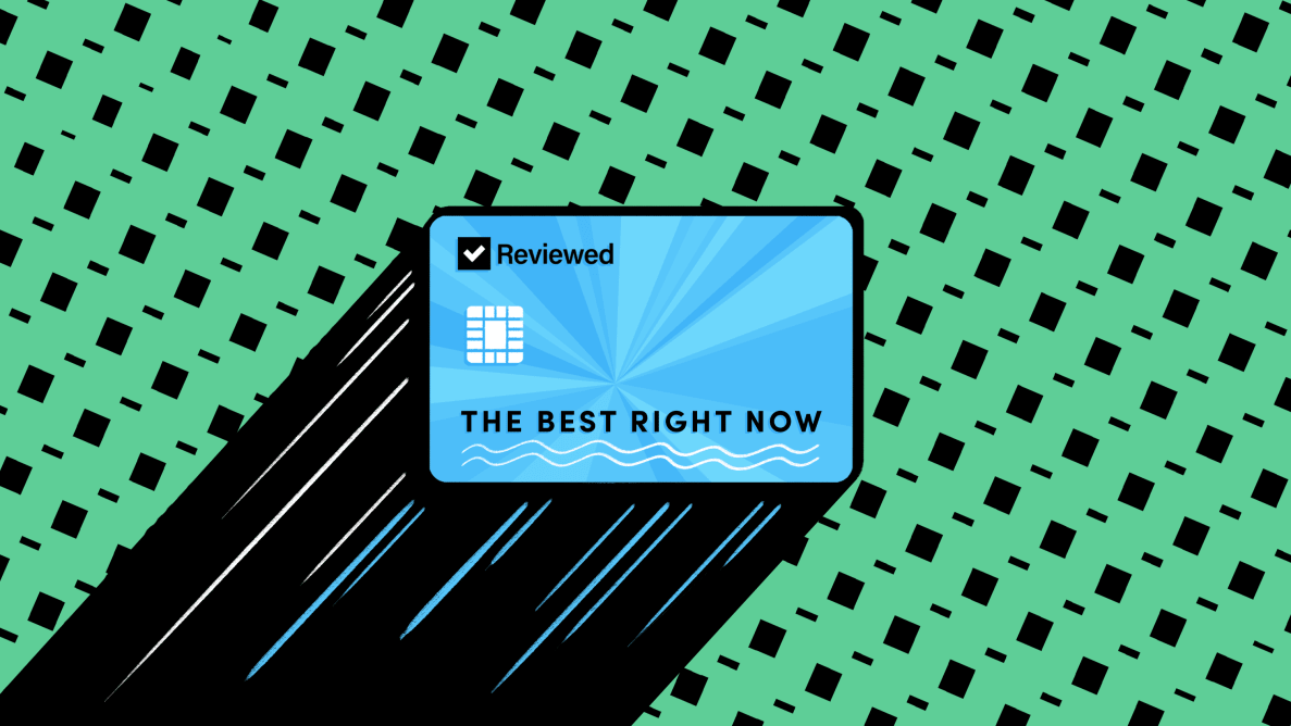 一张蓝色的评论牌信用卡的插图，上面写着“现在最好”