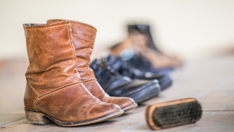 Since your winter shoes and boots have more than likely been sitting idly in your closet, clean any debris, dust, and dirt from them before preparing them for winter wear.