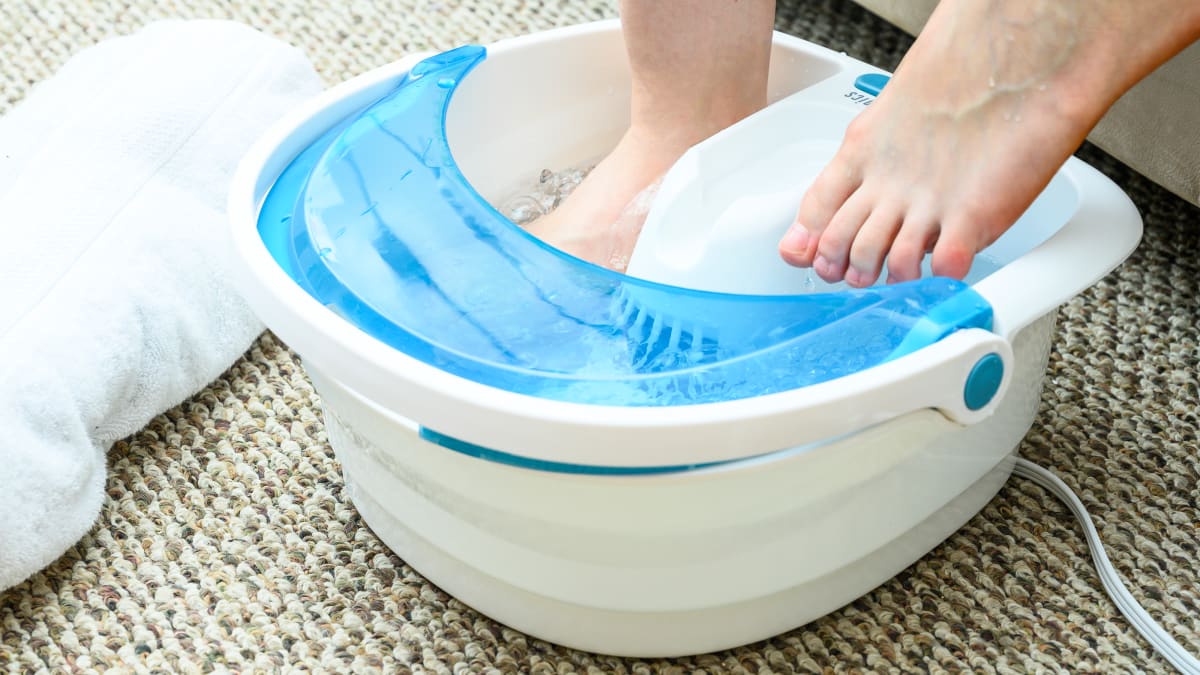Automatic Electric Roller Foot Massage Barrel Bath Bubble Heating Soaker Vibration Deep Bucket Pedicure Soak Feet Basin Tub Foot Spa Massager 