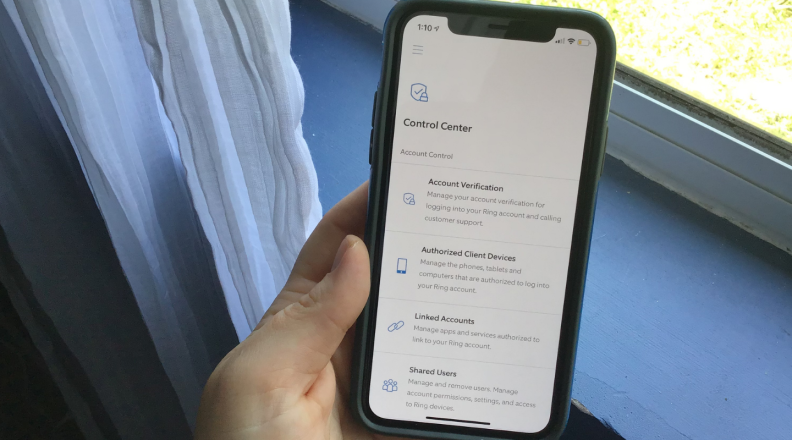 Ring app Control Center