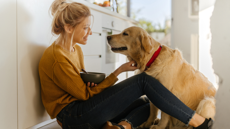 Dog eating human food