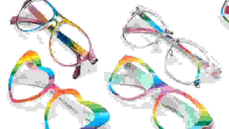 Four rainbow-tinted frames from Zenni, as part of the #seemorelove collection.