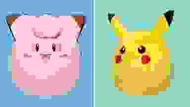 Clefairy and Pikachu Squishmallow on blue a teal background.