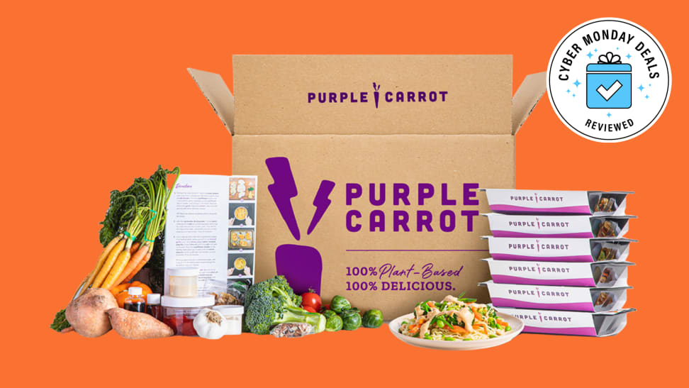 A selection from Purple Carrot's meal kit delivery service.