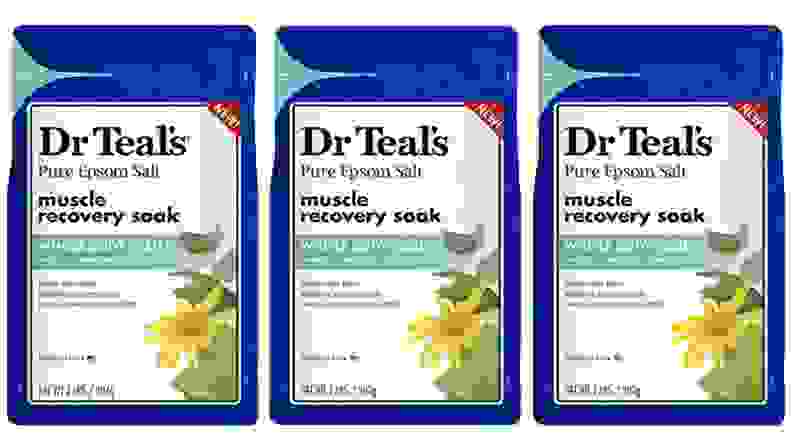 Three packages of Dr. Teals Epsom Salts.