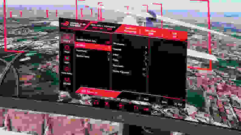 Up close view of the Asus ROG Swift PG49WCD screen.