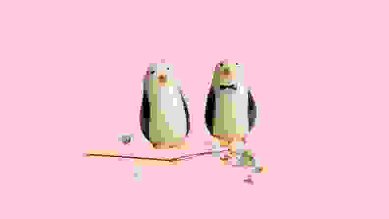 two penguins wedding cake topper