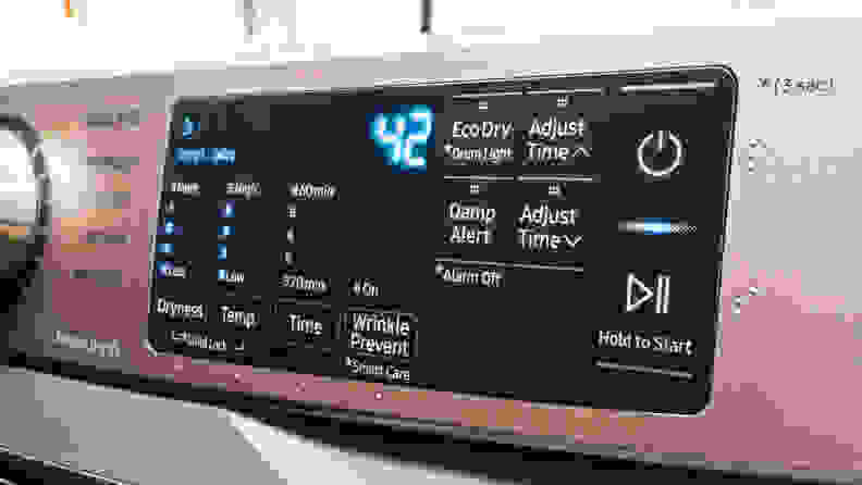 A Samsung DVE45R6100C dryer's control panel