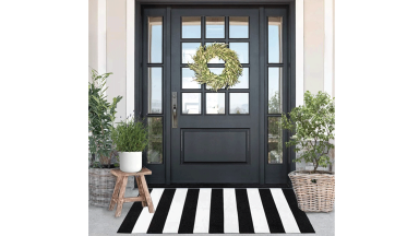 Black and White Striped Rug