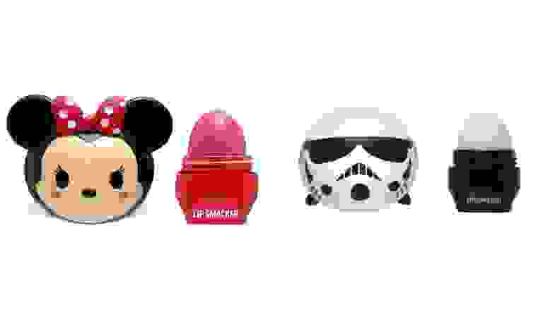Two lip balms, one Minnie Mouse and one stormtrooper