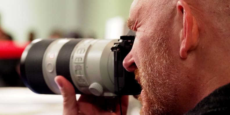 The A9's small size means it gets dwarfed by larger lenses, but its large grip gives you just enough to grab onto.