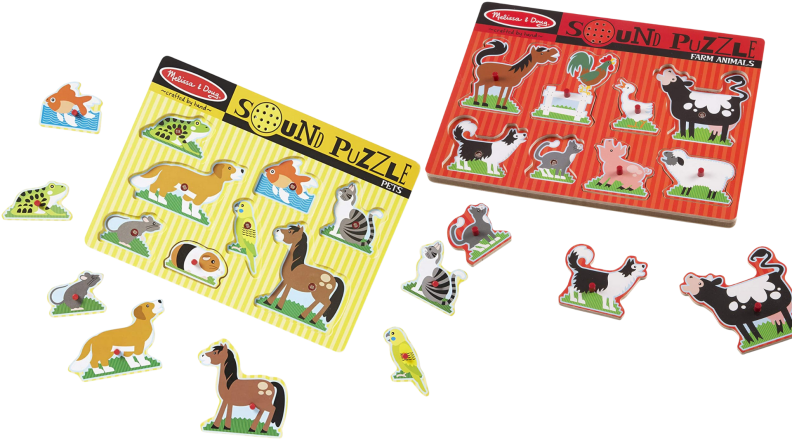 Two animal-themed puzzles for toddlers.