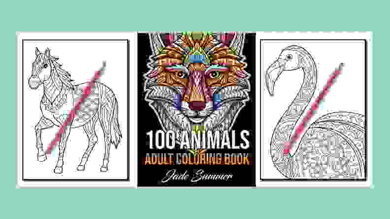 100 Animals Adult Coloring Books