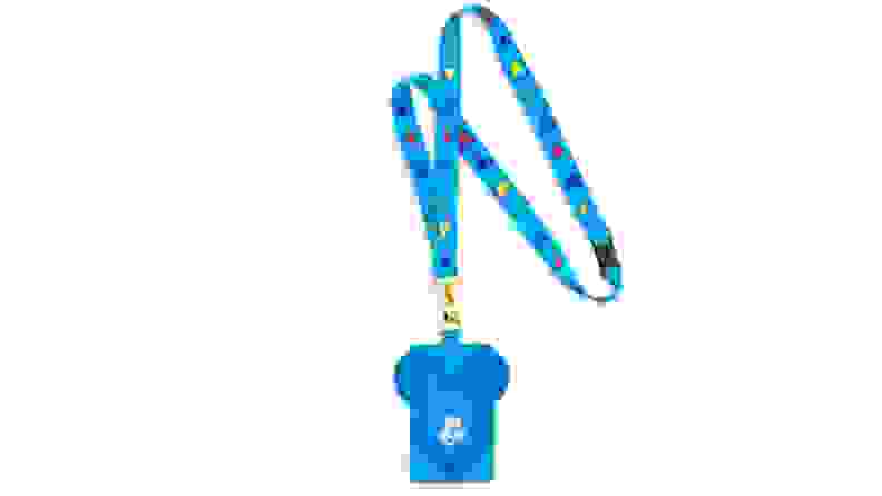 A blue Mickey Mouse-themed lanyard