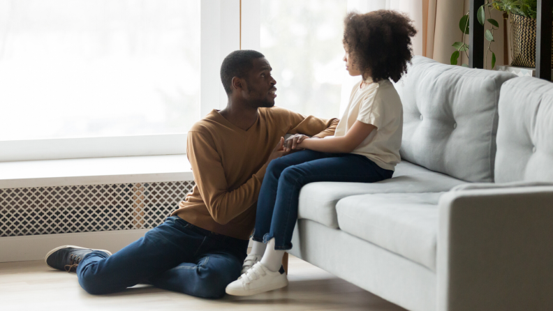 Father and daughter talking