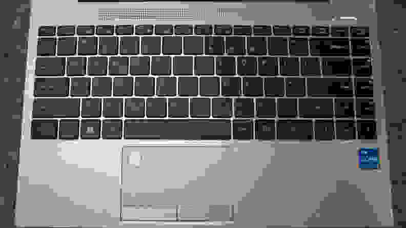 A top-down image of the keyboard and trackpad.